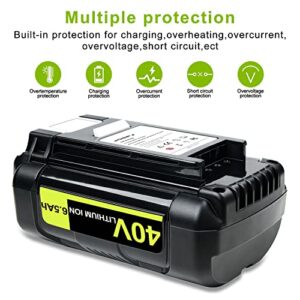 JGSPJ Battery Replacement for Ryobi 40V Battery OP4040 OP4026 OP4030 OP4050 OP4060A 6.5Ah 40V Lithium Ion Tool Batteries