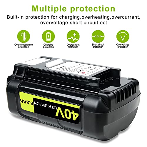 JGSPJ Battery Replacement for Ryobi 40V Battery OP4040 OP4026 OP4030 OP4050 OP4060A 6.5Ah 40V Lithium Ion Tool Batteries