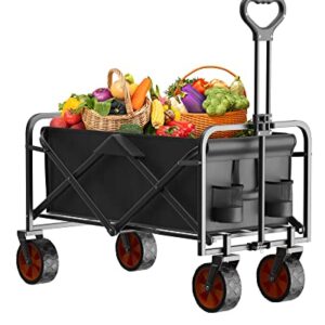 LOGARD Collapsible Folding Wagon,Heavy Duty Utility Beach Wagon Cart,Outdoor Camping Wagon