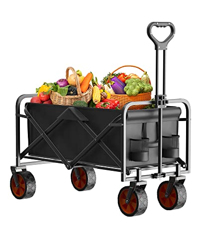 LOGARD Collapsible Folding Wagon,Heavy Duty Utility Beach Wagon Cart,Outdoor Camping Wagon