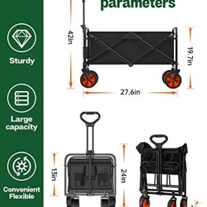 LOGARD Collapsible Folding Wagon,Heavy Duty Utility Beach Wagon Cart,Outdoor Camping Wagon