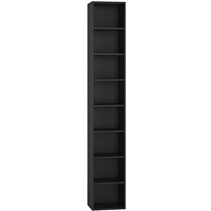 FOTOSOK 8-Tier Media Tower Rack, 11.6 X 9.3 X 70.9 Inches CD DVD Slim Storage Cabinet with Adjustable Shelves, Tall Narrow Bookcase Display Bookshelf for Home Office, Black