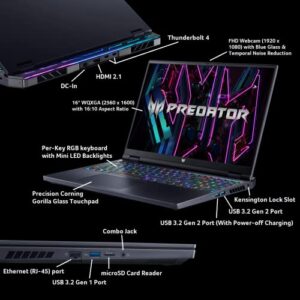 Acer Predator Helios 16 Gaming Laptop | 13th Gen Intel Core i7-13700HX | NVIDIA GeForce RTX 4060 | 16" 2560 x 1600 165Hz G-SYNC Display | 16GB DDR5 | 1TB Gen 4 SSD | Killer Wi-Fi 6E | PH16-71-74UU