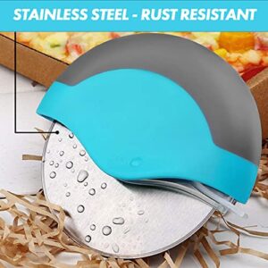 Pizza Cutter Wheel with Protective Blade Cover and Removable Shield - Modern Pizza Slicer Design - Ergonomic Handle for Comfortable Easy Cuts - Stainless Steel & Dishwasher Safe