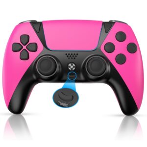 wiv77 wireless controller for ps4 controller, ymir control remote for playstation 4 controller,pa4 controller with rapid fire/2 remappable back paddles for ps4/slim/pro/steam/ios/android/pc/pads,pink