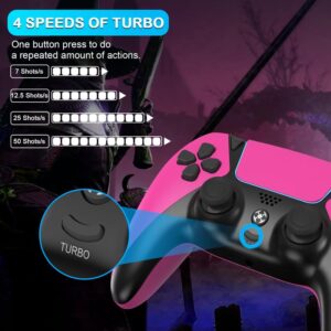 Wiv77 Wireless Controller for PS4 Controller, Ymir Control Remote for Playstation 4 Controller,Pa4 Controller with Rapid Fire/2 Remappable Back Paddles for PS4/Slim/Pro/Steam/IOS/Android/PC/Pads,Pink