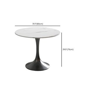 LITFAD Modern Round Stone Coffee Table 5 Pieces Dining Table Set Dining Room Table and Chairs for 4 Negotiating Table - 5 Pieces: Table with 4 Grey Chairs