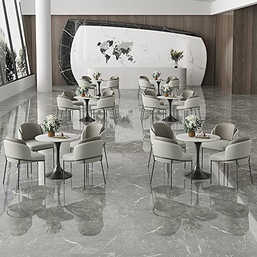 LITFAD Modern Round Stone Coffee Table 5 Pieces Dining Table Set Dining Room Table and Chairs for 4 Negotiating Table - 5 Pieces: Table with 4 Grey Chairs