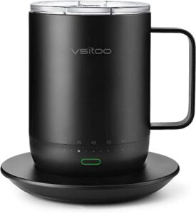 vsitoo temperature control smart mug 2 - keep your coffee hot all day, self heating coffee mug with lid, 14 oz, 90 min battery life - app & manual controlled heated coffee mug - gift for coffee lovers