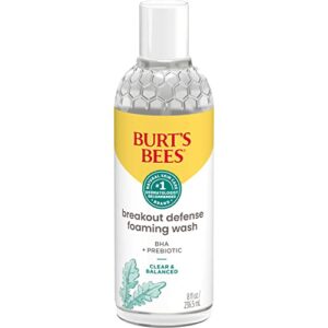 Burt’s Bees Foaming Face Wash, BHA Breakout Defense Cleanser for All Skin Types, Washes Away Impurities & Excess Facial Oil, With a Prebiotic, 8 Oz.