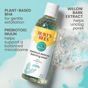 Burt’s Bees Foaming Face Wash, BHA Breakout Defense Cleanser for All Skin Types, Washes Away Impurities & Excess Facial Oil, With a Prebiotic, 8 Oz.