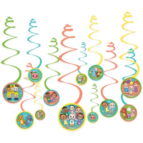 Coco Melon Theme Party Decorations - Decor Kit Of 4 Piece Scene Setter 12 Banner Swirls 7 Table Centerpieces 12 Photo Booth Props And 24 Confetti Pieces For A Cocomelon Kids Decoration