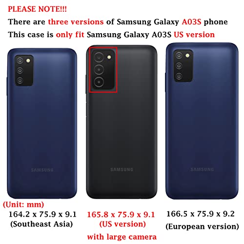 for Samsung Galaxy A03S Case with Slide Camera Cover HD Screen Protector [Military Grade 16ft. Drop Tested] Magnetic Ring Holder Kickstand Protective Phone Case for Samsung Galaxy A03S, Navy Blue