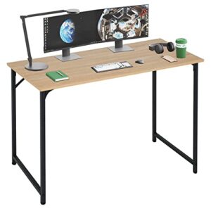 39 inch computer desk home office desk writing study table modern simple style pc desk with metal frame gaming desk workstation for small space，nature
