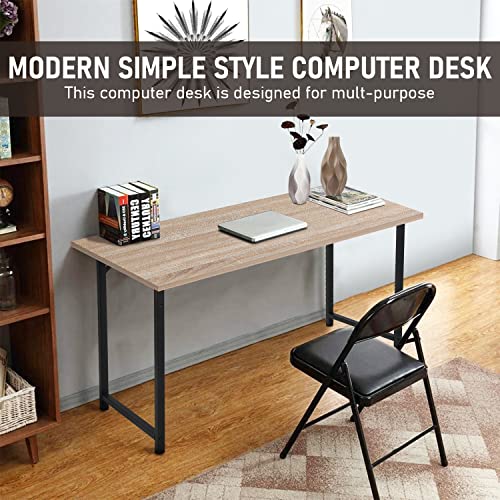 39 inch Computer Desk Home Office Desk Writing Study Table Modern Simple Style PC Desk with Metal Frame Gaming Desk Workstation for Small Space，Nature