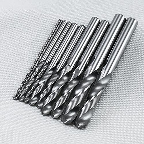 KLOT Industrial Grade 10pcs Set of Solid Carbide Drill Bit 1mm-10mm Each Size 2-Flute Stub Twist YG6X Tungsten