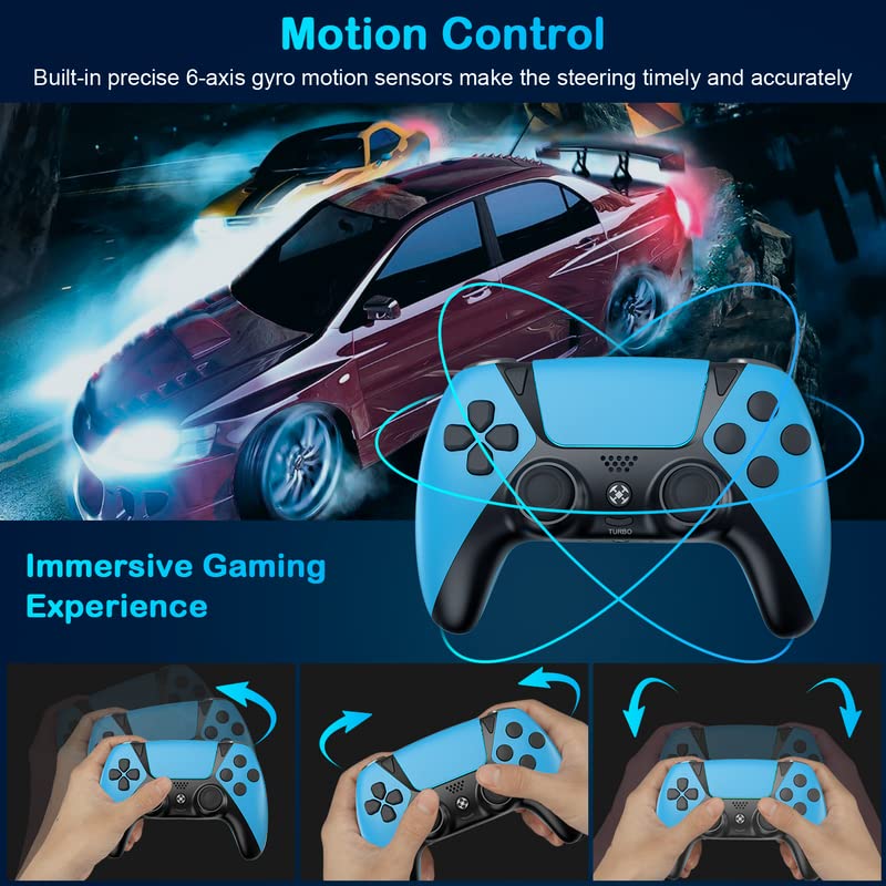 TOPAD Remote for PS4 Controller Compatible with Playstation 4/Pro/Slim/PC/Steam,Sucf Ymir Wireless Gamepad Controls for PS4 Mando with Paddles/Turbo/Precise Joystick/Audio/Bluetooth/Motion Sensor,Blue