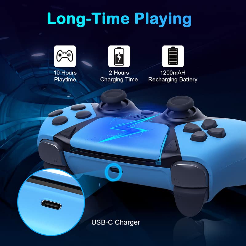 TOPAD Custom Gamepad for PS4 Controller, Scuf Remote Work with Playstation 4 Controller for PS4/Slim/Pro/PC/Steam,Modded Wireless Control with Paddles/Turbo/Sensor/Speaker/Audio Jack/Touch Pad,Blue