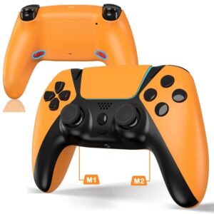 topad replaceable for custom ps4 controller, elite remote compatible with playstation 4/steam/slim,scuf wireless game control for ps4 gamepad with mapping paddles/turbo/motion sensor/bluetooth,orange