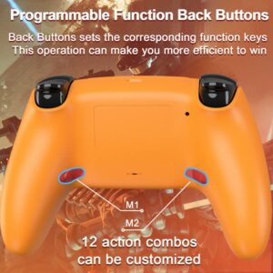 TOPAD Replaceable for Custom PS4 Controller, Elite Remote Compatible with Playstation 4/Steam/Slim,Scuf Wireless Game Control for PS4 Gamepad with Mapping Paddles/Turbo/Motion Sensor/Bluetooth,Orange