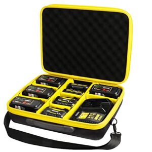 zlwawaol extra large battery storage holder case for dewalt 20v 60v 12v 18v max battery & charger, tool batteries carrying box, holds 20v 60v 2.0/3.0/4.0/5.0/6.0/9.0-ah batteries(bag only)