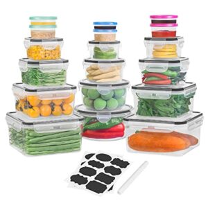36 pcs food storage containers with lids airtight, (18 stackable kitchen storage containers with 18 lids) - bpa-free & microwave, dishwasher freezer safe meal prep container with chalkboard labels & marker…