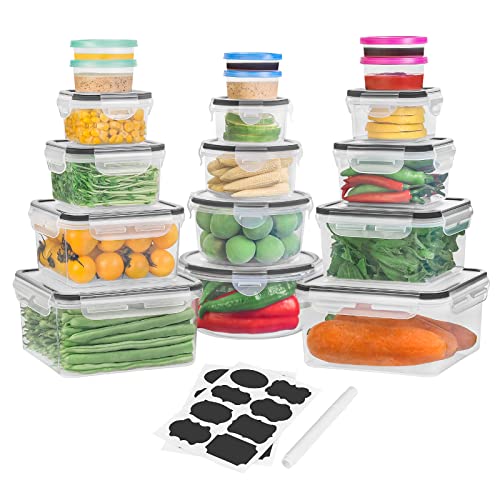 36 PCS Food Storage Containers with lids airtight, (18 Stackable kitchen Storage Containers with 18 Lids) - BPA-Free & Microwave, Dishwasher freezer Safe Meal Prep Container with Chalkboard Labels & Marker…