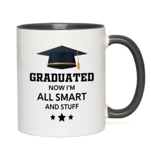 flairy land graduation 2tone black mug 11oz - all smart and stuff - graduation gifts for her senior graduation college student college graduate classmate mba grad