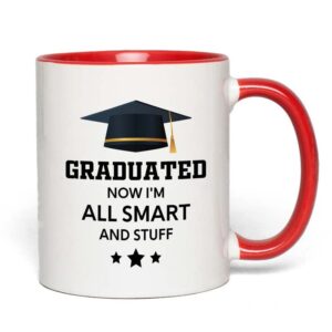 flairy land graduation 2tone red mug 11oz - all smart and stuff - graduation gifts for her senior graduation college student college graduate classmate mba grad