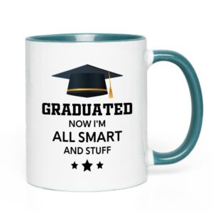 Flairy Land Graduation 2Tone Green Mug 11oz - All Smart and Stuff - Graduation Gifts for Her Senior Graduation College Student College Graduate Classmate MBA Grad