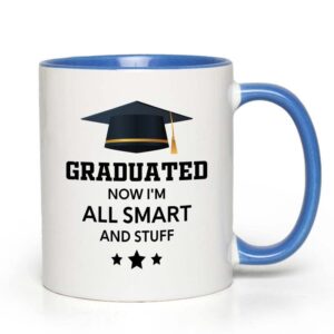 flairy land graduation 2tone blue mug 11oz - all smart and stuff - graduation gifts for her senior graduation college student college graduate classmate mba grad