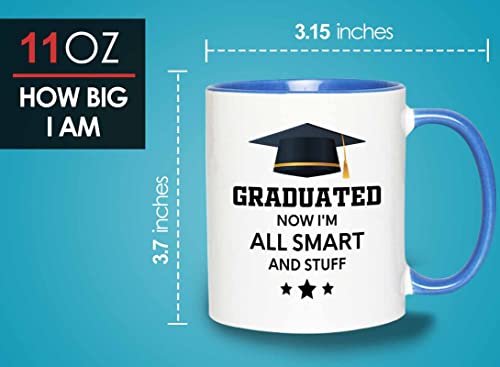 Flairy Land Graduation 2Tone Blue Mug 11oz - All Smart and Stuff - Graduation Gifts for Her Senior Graduation College Student College Graduate Classmate MBA Grad