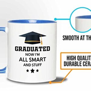 Flairy Land Graduation 2Tone Blue Mug 11oz - All Smart and Stuff - Graduation Gifts for Her Senior Graduation College Student College Graduate Classmate MBA Grad