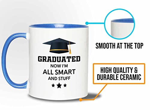 Flairy Land Graduation 2Tone Blue Mug 11oz - All Smart and Stuff - Graduation Gifts for Her Senior Graduation College Student College Graduate Classmate MBA Grad