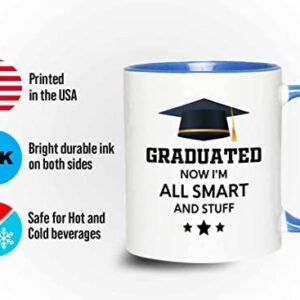 Flairy Land Graduation 2Tone Blue Mug 11oz - All Smart and Stuff - Graduation Gifts for Her Senior Graduation College Student College Graduate Classmate MBA Grad