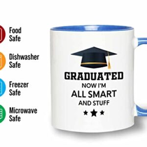 Flairy Land Graduation 2Tone Blue Mug 11oz - All Smart and Stuff - Graduation Gifts for Her Senior Graduation College Student College Graduate Classmate MBA Grad