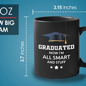 Flairy Land Graduation Coffee Mug 11oz Black - All Smart and Stuff - Graduation Gifts for Her Senior Graduation College Student College Graduate Classmate MBA Grad