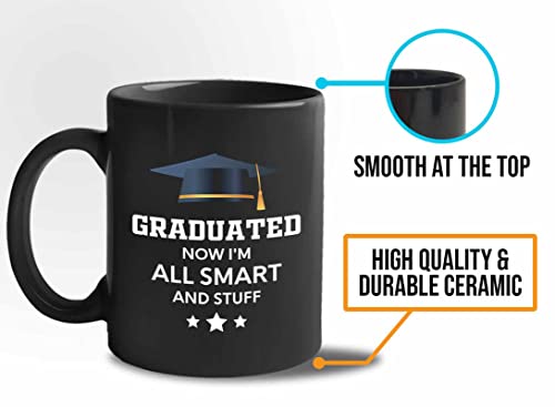 Flairy Land Graduation Coffee Mug 11oz Black - All Smart and Stuff - Graduation Gifts for Her Senior Graduation College Student College Graduate Classmate MBA Grad