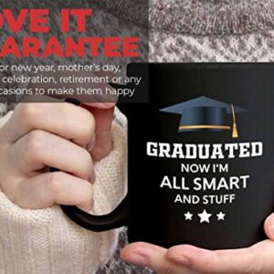 Flairy Land Graduation Coffee Mug 11oz Black - All Smart and Stuff - Graduation Gifts for Her Senior Graduation College Student College Graduate Classmate MBA Grad