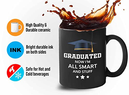 Flairy Land Graduation Coffee Mug 11oz Black - All Smart and Stuff - Graduation Gifts for Her Senior Graduation College Student College Graduate Classmate MBA Grad