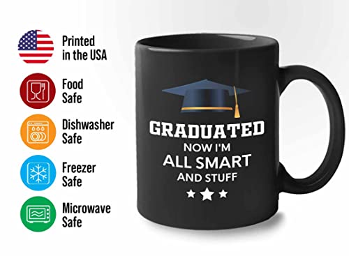 Flairy Land Graduation Coffee Mug 11oz Black - All Smart and Stuff - Graduation Gifts for Her Senior Graduation College Student College Graduate Classmate MBA Grad