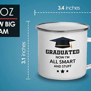 Flairy Land Graduation Camper Mug 12oz - All Smart and Stuff - Graduation Gifts for Her Senior Graduation College Student College Graduate Classmate MBA Grad