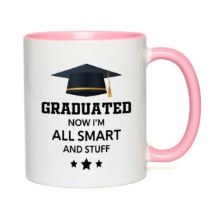 flairy land graduation 2tone pink mug 11oz - all smart and stuff - graduation gifts for her senior graduation college student college graduate classmate mba grad