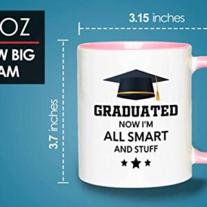 Flairy Land Graduation 2Tone Pink Mug 11oz - All Smart and Stuff - Graduation Gifts for Her Senior Graduation College Student College Graduate Classmate MBA Grad