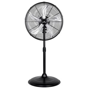 tornado - 20 inch high velocity metal oscillating pedestal fan - commercial, industrial use - 3 speed - 5000 cfm – 1/6 hp – 6.6 ft cord - ul safety listed