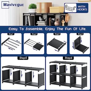 Mavivegue Book Shelf, 12 Cube Storage Organizer, DIY Bookcase, Metal Cube Bookshelf,Tall Book case for Bedroom, Living Room,Office,Closet Storage Organizer, Black Cubicle Storage Rack