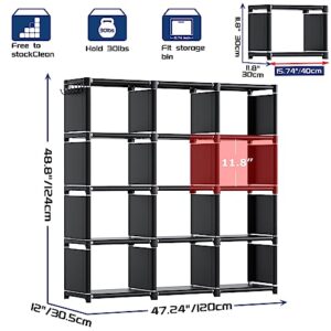 Mavivegue Book Shelf, 12 Cube Storage Organizer, DIY Bookcase, Metal Cube Bookshelf,Tall Book case for Bedroom, Living Room,Office,Closet Storage Organizer, Black Cubicle Storage Rack