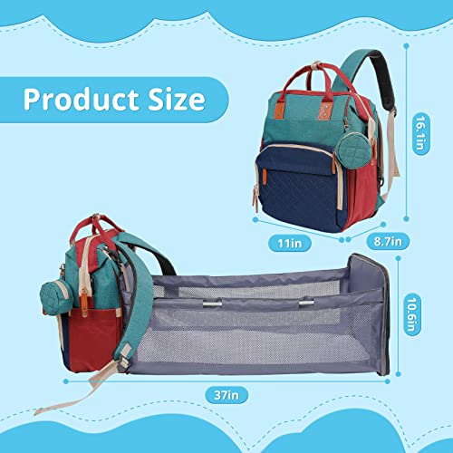 PHEENOWL Diaper Bag Backpack, Waterproof Portable Travel Backpack Tissue Pocket Changing Pad Newborn Baby Essential Baby Bags (Multicolor)