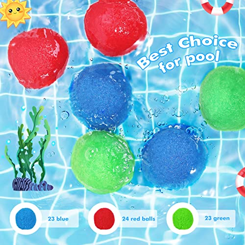 Reusable Water Balloons, 70 Pcs Water Balls, Cotton Balls for Water Fight Outdoor, Splash Summer Fun Toys for Kids Outside, Water Soaker Balls for Pool Trampoline and Beach, Summer Activities Balls