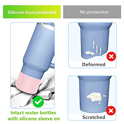 2Pcs Silicone Bumper Boot for Stanley Quencher Adventure 40oz Tumbler with Handle & Stanley IceFlow 20oz 30oz, Protective Water Bottle Bottom Sleeve Cover, Stanley Tumbler Accessories (Clear 2pcs)